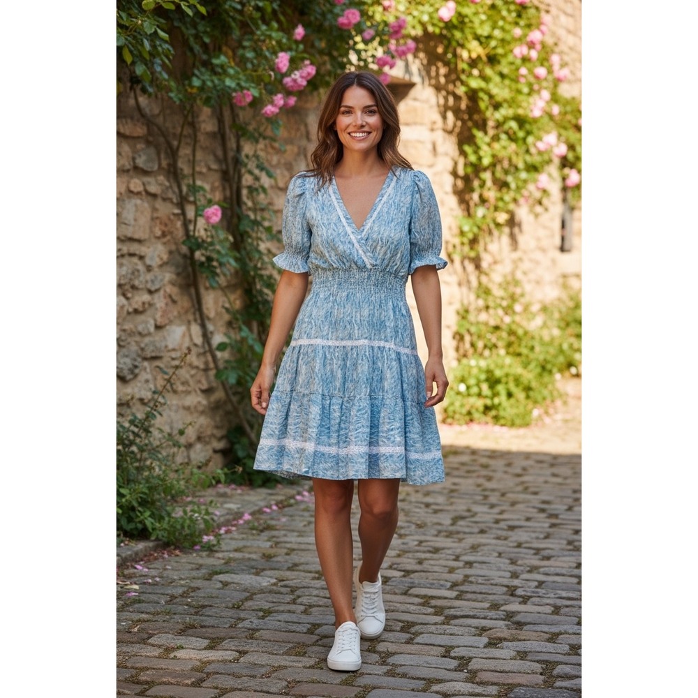 Taylor Cottagecore Romantic Festival Baby Doll Feminine Abstract Mini Dress - Picture 2 of 11